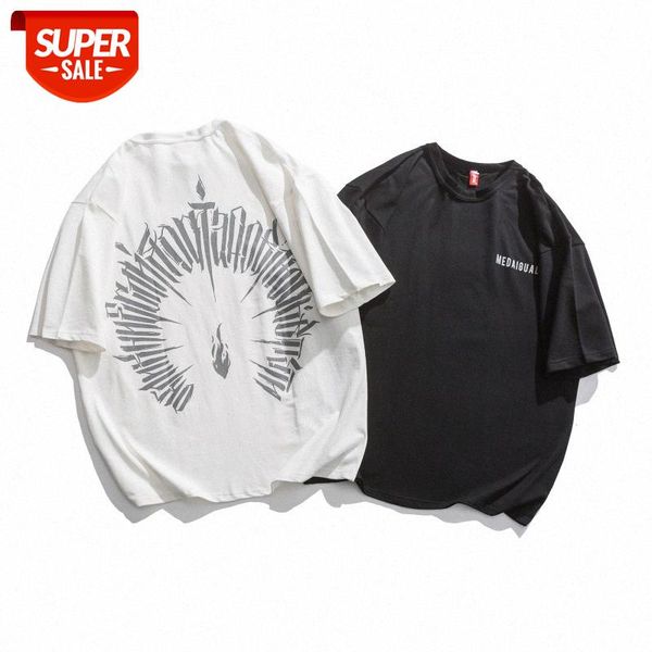 

mansclot creative print round neck loose half sleeve men's #ov7o, White;black