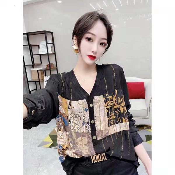

women's blouses & shirts arrival summer european style women loose casual long sleeve v-neck blouse vintga print single breasted w, White