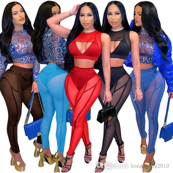 

2022 sheer yoga pants for womens designer clothing mesh stitching legging ladies casual slim fit trousers, Black;white