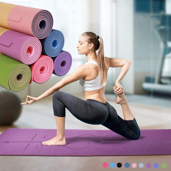 

yoga mats mat 183*61*0.6cm non-slip waterproof soft with position line tpe blancket exercise fitness pad gym equipment -40