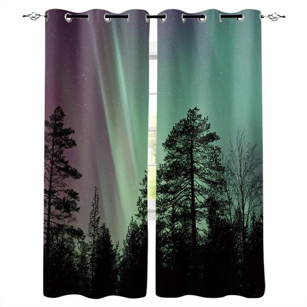 

aurora scenery curtain for living room kids decoration bedroom window treatment drapes &