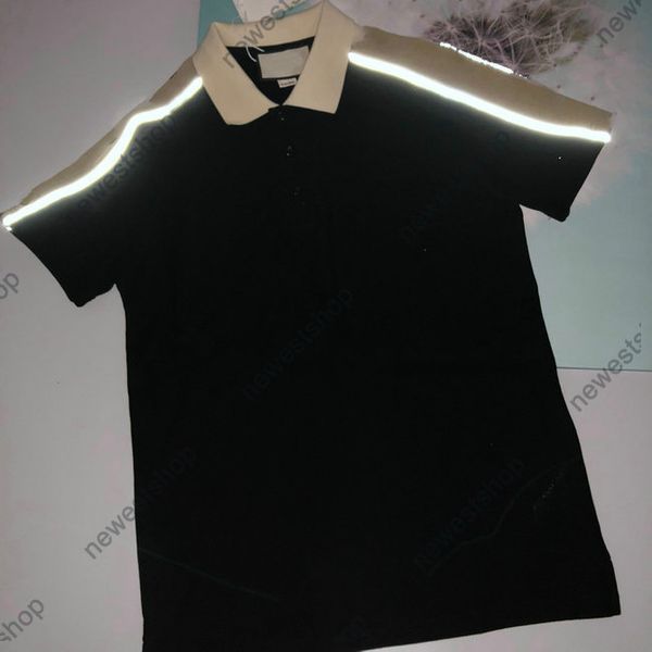 

designer luxury clothing for mens polo classic striped patchwork t shirt embroidery tshirt womens turn-down collar reflection line sleeve te, White;black