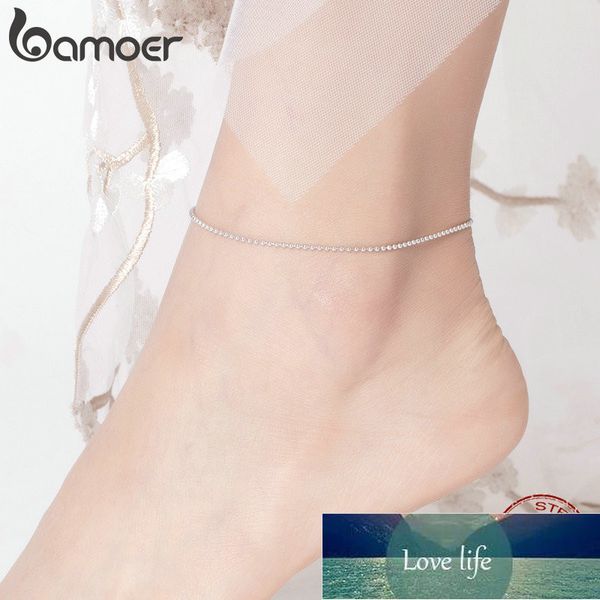 

bamoer simple essential bead link anklets 925 sterling silver bracelet for foot jewelry silver female leg chain sct002 factory price expert, Red;blue
