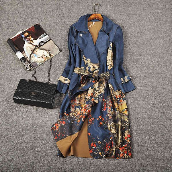

women's trench coats autumn and winter long sleeve suede trench coat female plus size belt women's casual jacket r705 rmdw, Tan;black