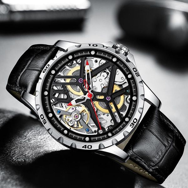 

wristwatches 2021 mens automatic mechanical watches tourbillon luminous wristwatch masculino diving watch 30atm waterproof, Slivery;brown