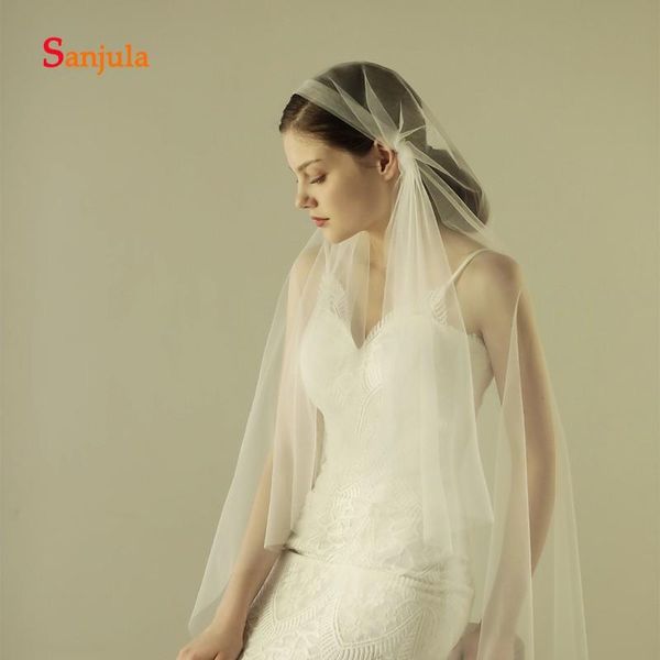 

bridal veils middle east veil simple short wedding 2021 pure tulle cut edge accessories accesorios mujer v65, Black