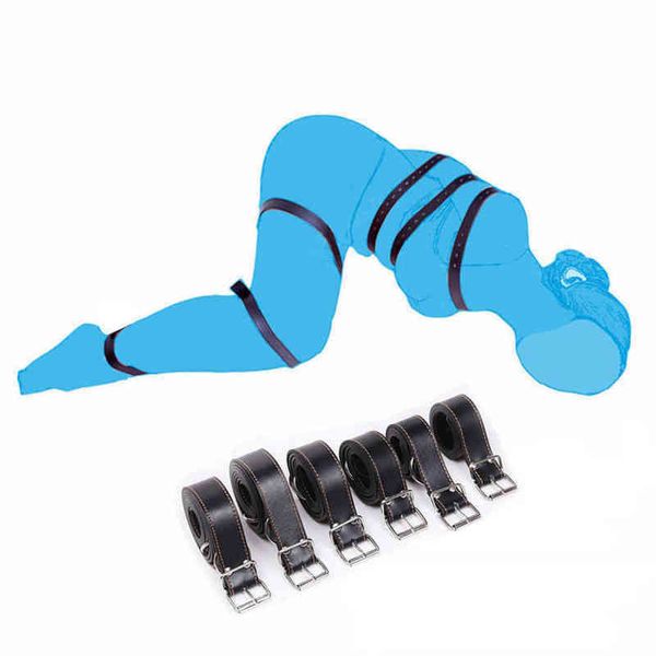 Giocattoli per adulti NXY Camatech 6 Pz Lotto Lotto Body Bondage Restrizioni Cintura regolabile PU in pelle PU BDSM Bundled Straps Kit Slave Disciplina Corda Giochi 1207