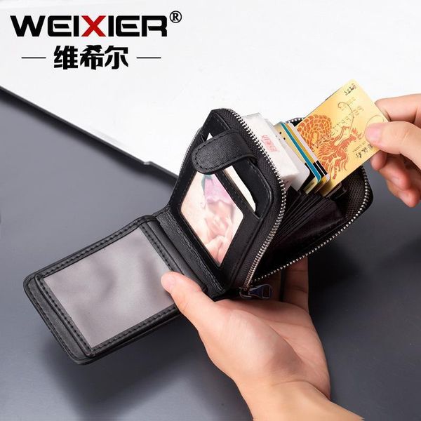 

men's bag first layer cowhide driver's license multifunctional card anti-theft brush multi-card wallet certificate wallets1, Red;black