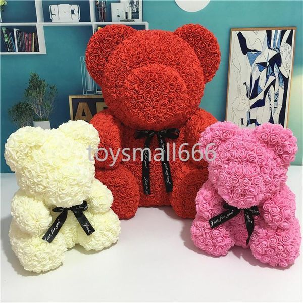 

stock 38cm rose teddy bear artificial flower led strings decoration rose bear wedding valentines day gifts for women home decoration ca21