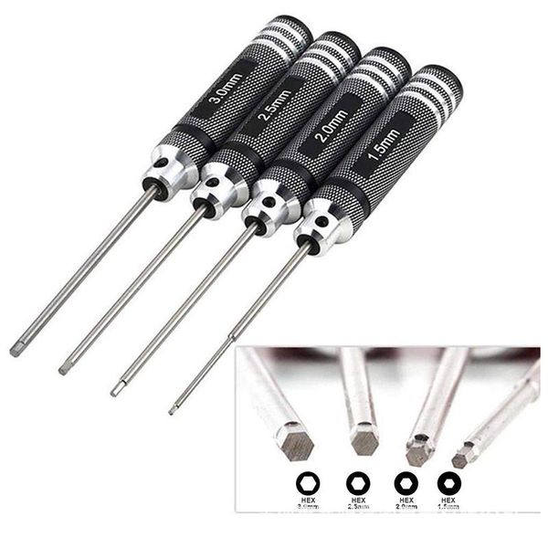 

hand tools 4pcs hex screwdriver set titanium plating repair tool 1.5 2.0 2.5 3.0mm screw driver for helicopter airplane car model