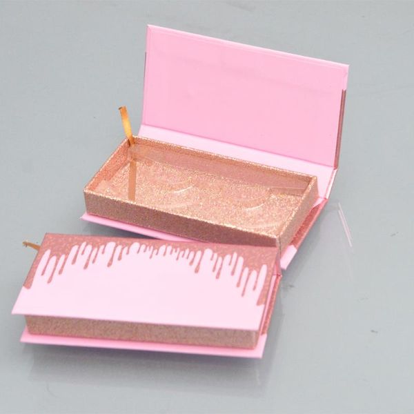 

false eyelashes series1 -wholesale box package lash boxes custom rectangle dark pink glitter mink lashes makeup case vendors