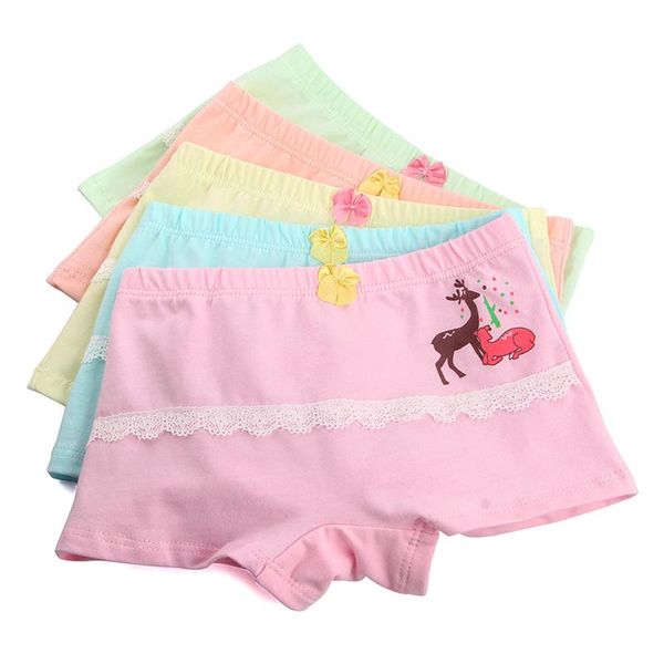 

5pcs/lot girls lace boxer briefs breathable cotton kids underwear for baby panties children underpants cartoon deer, Camo