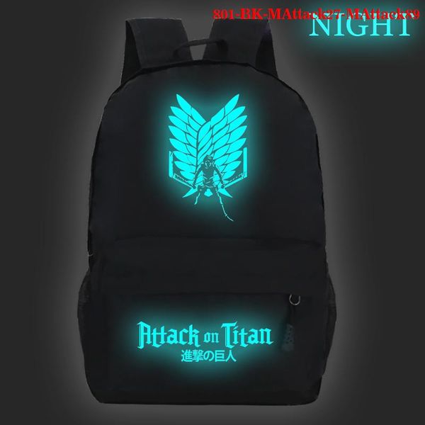 

backpack mochilas cartoon attack on titan teen bookbag boys girl travel bag children schoolbag men fashion luminous shoulder