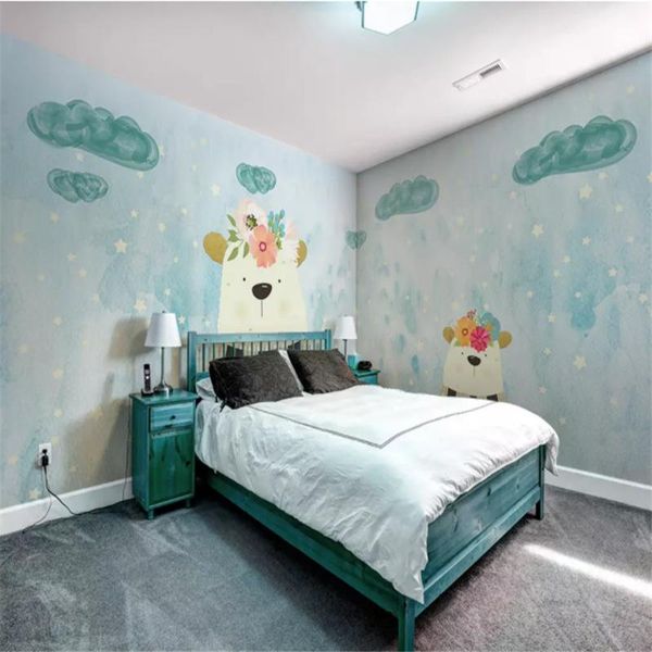 

wallpapers custom 3d po wallpaper for cartoon little bear children room boys bedroom background wall art mural home decor