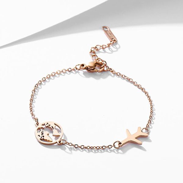 

anklets stainless steel cute rose gold color chain leg anklet for women summer beach girls airplane adjustable ankle bracelet, Red;blue