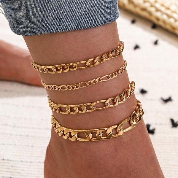 

anklets diezi punk hip hop multilayer chain for women girls 2021 bohemian boho leg ankle anklet bracelet beach jewelry, Red;blue