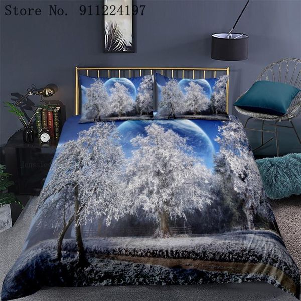 

bedding sets 3d natural scenery duvet cover comforter set snow scene luxury quilt single double  king size home textile