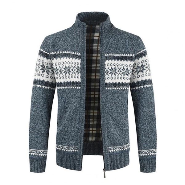 

men's sweaters stylish autumn cardigan jacket men sweater coat vintage print stand collar male knitted winter for daily wear, White;black