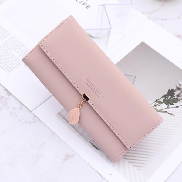 

wallets 2021 fashion small fresh leaf long wallet multifunctional three-fold id bag large capacity clutch female purse, Red;black