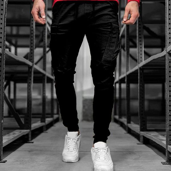 

men's pants 2021 sport men running lace-up pockets trousers casual fitness women clothing pantalon, Black