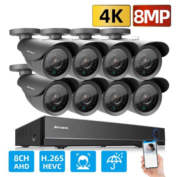 

8.0mp hd outdoor home security camera system h.265 4ch cctv video surveillance kit 4pcs 8pcs ahd set wireless kits