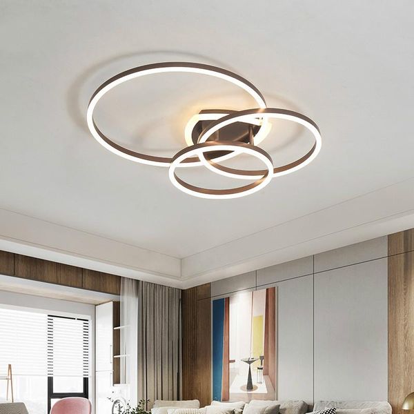 

ceiling lights acrylic modern led lamp remote control for living room bedroom white/brown home deco mounted chandelier zm1119
