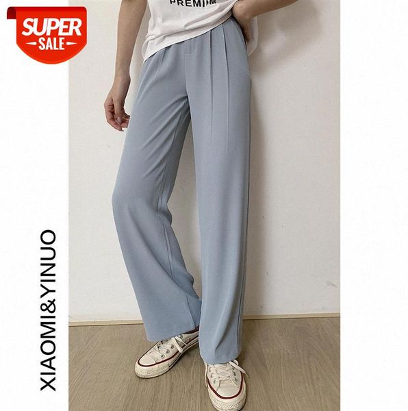 

[ou fan] 7893 women's wide-leg pants high-waist drape straight loose mopping casual #0x33, Black;gray