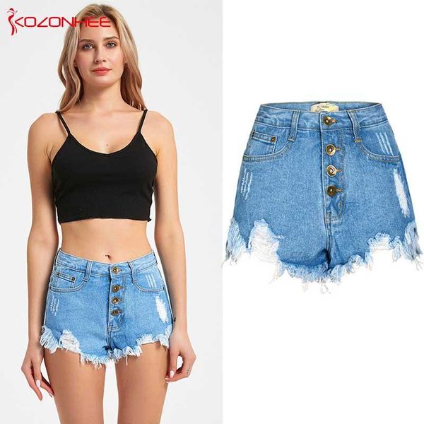 

women's jeans tassel no flexibility women denim shorts with high waist ultrashort female summer for #07, Blue