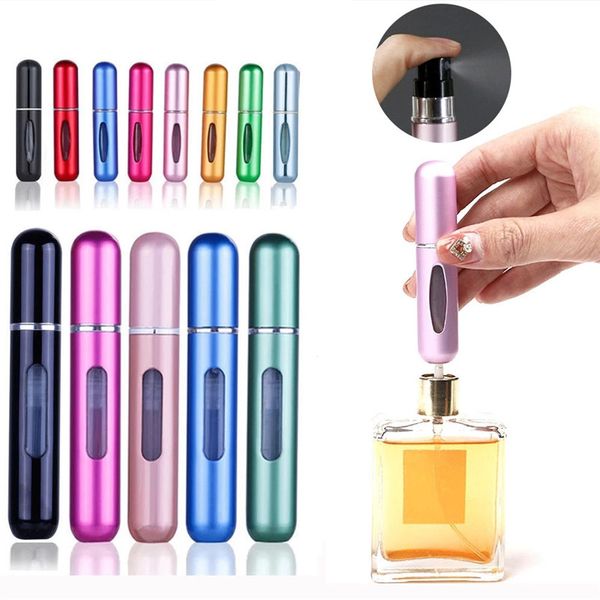 

wholesale 5ml portable mini refillable perfume bottle with spray scent pump empty cosmetic containers atomizer bottle for travel tool