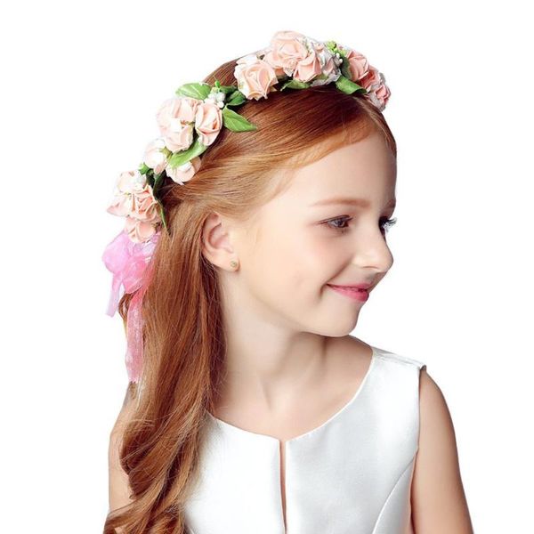

hair accessories tiaras crown garland female bride wreath headdress bridesmaid wear head flower children's travel vacation gift, Slivery;white