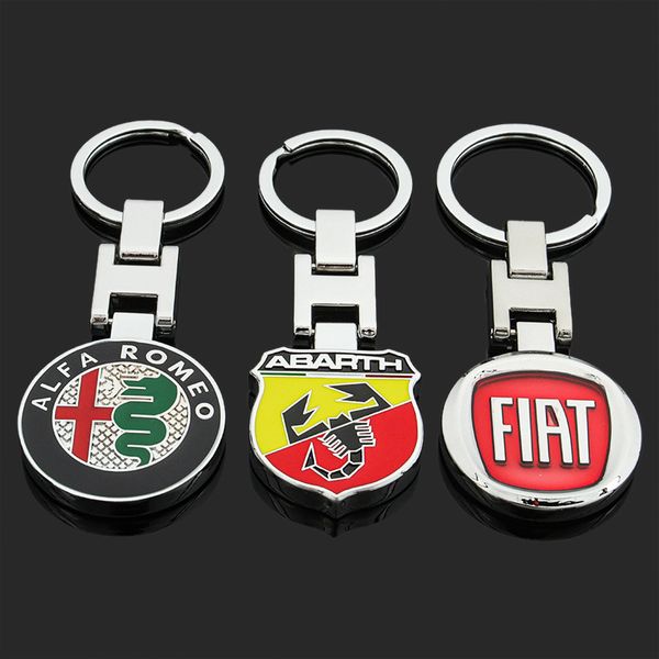 

double sided alp-ha romeo abbas fi-at car metal key chain pendant, Slivery;golden