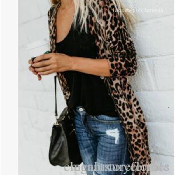 

women's jackets long buttons print clothing jacket spring autumn designer v-neck women leopard coats fashion, Black;brown