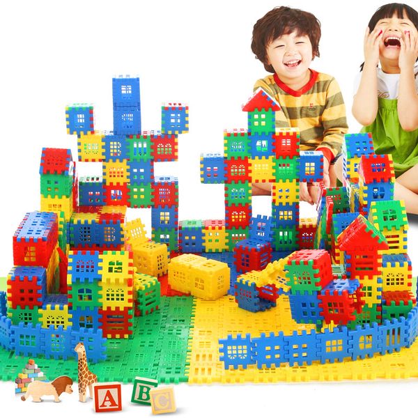 

260pcs large size abs 3d interconnecting building blocks toys for children learning colorful diy block boys toy brain game gift