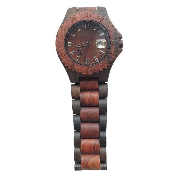 

round ebony wood rosewood watch wristwatches, Slivery;brown