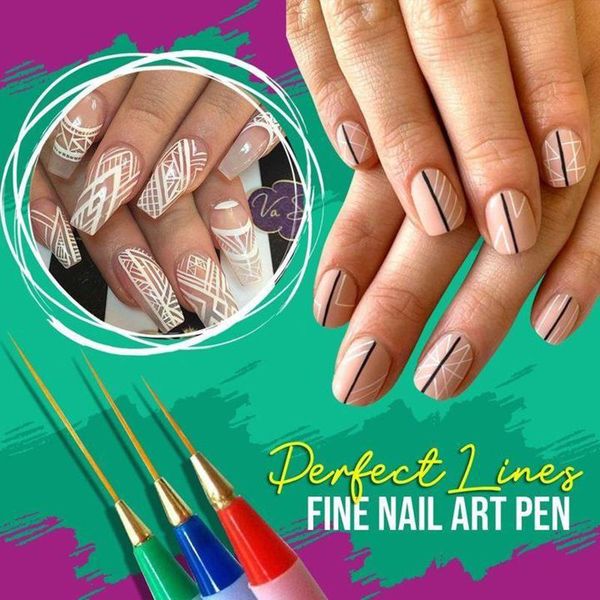 

nail art kits supplies tools drawing pen 3 set brush line decorations gel polish for uv