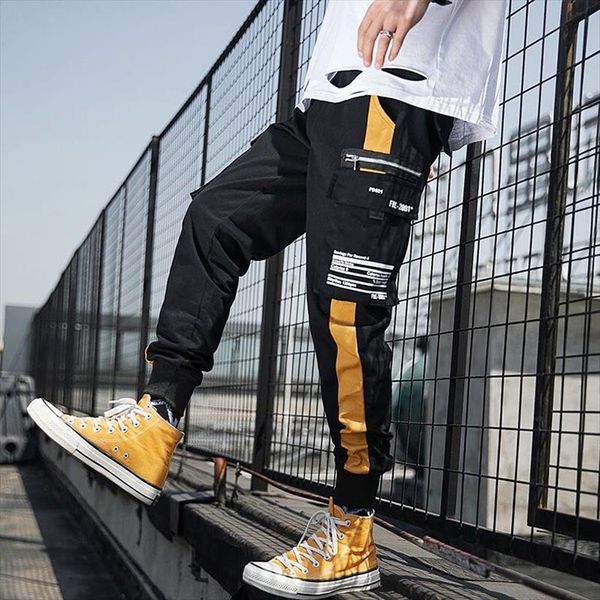

autumn street style loose women pants ankle long overalls casual jogging male harem fashion oversized, Black
