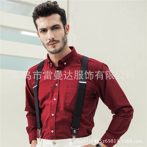 

9ld men's pants adult clothing suspenders 4 elastic men's trousers sling pants sling adult clothing 4 clip clip elastic trousers suspender, Black;white