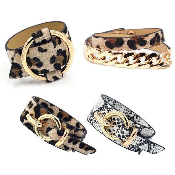 

charm bracelets handmade horse hair leather leopard bracelet belt buckle bangles women jewelry, Golden;silver