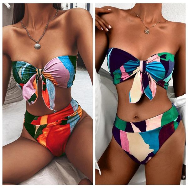

women's swimwear 2021 off shoulder bikini female swimsuit women multi color two-piece set high waist bather bathing suit, White;black