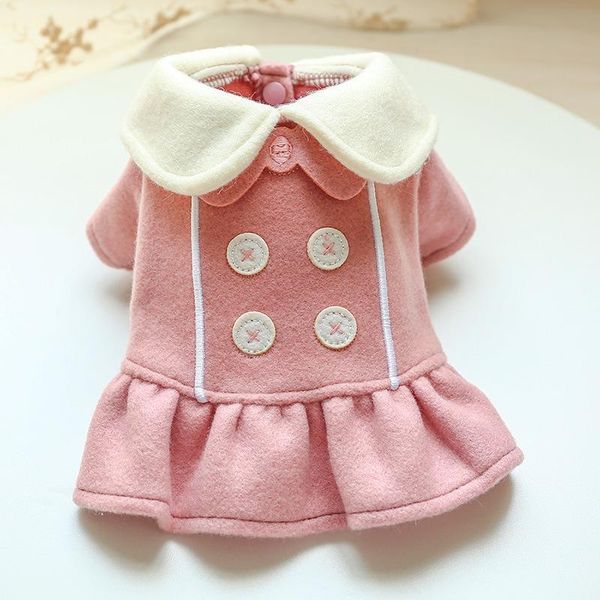 

dog apparel ladies dogs clothes pet skirts doll collar autumn winter warm princess dresses for small button decorat cat clothing