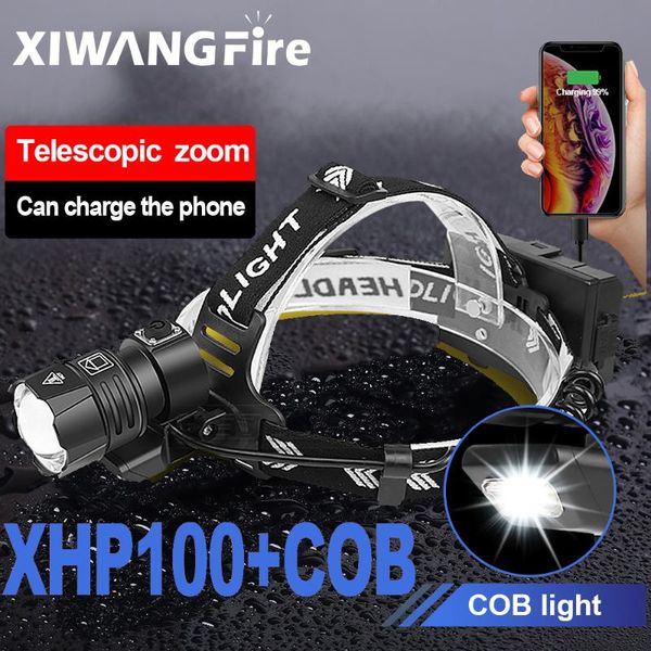 

headlight rechargeable usb xhp100 powerful zoom waterproof headlamps