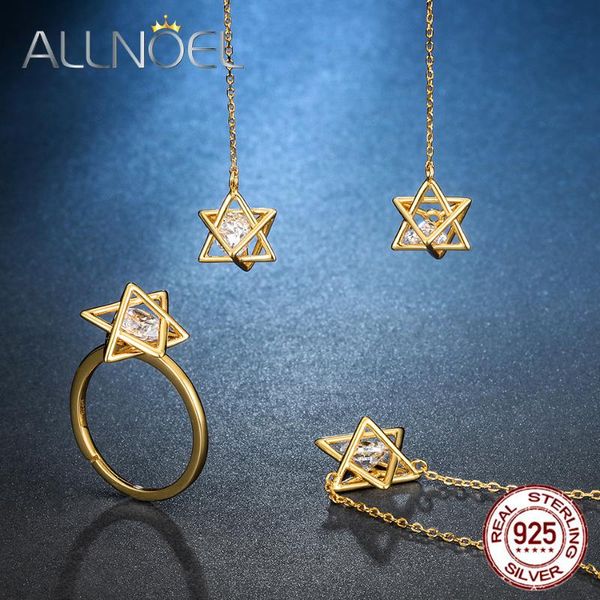 

string silver zircon jewelry set geometric star design yellow gold color for women girls wedding as a present bracelet, earrings & neckl nec, Black