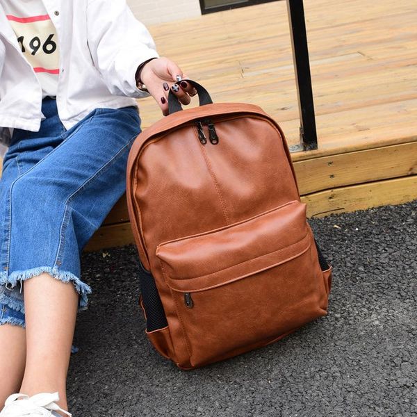 

backpack style shelves-style oil skin shoulder women's bag school men lover's