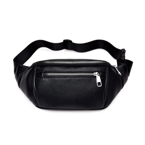 

black chest bag waist packs for female pu leather fanny 2021 men fashion belt bags