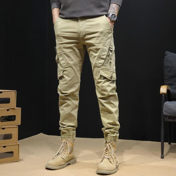 

men's pants 2021 spring summer side pockets cargo hip hop harem casual male sweatpants fashion streetwear trousers d100, Black
