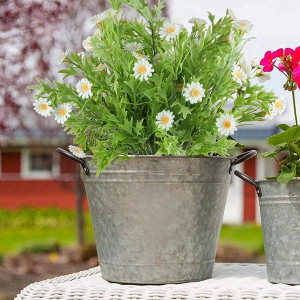 

6pcs daisies artificial flowers outdoor mums fake plants greenery plastic shrubs for home dining table decor decorative & wreaths