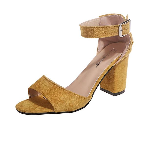 

summer european and american large size women's shoes high heels buckle fashion suede sandals, Black