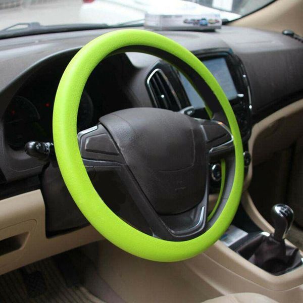 

steering wheel covers car cover 36cm - 38cm silicone soft cover, green accessories