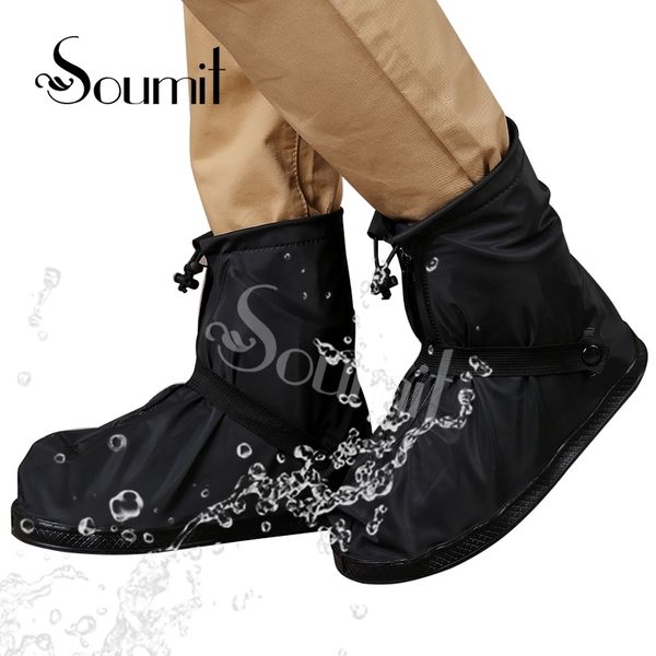 

soumit rain shoe 360 degree waterproof protector for men women rain cover for shoes boot covers reusable overshoes transparent 211120, White;pink