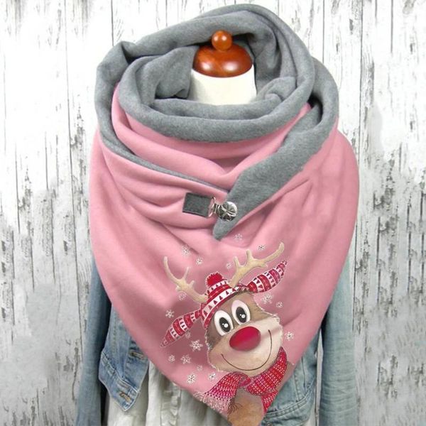 

scarves 2021 fashion winter scarf for women xmas printing button soft wrap casual warm shawls foulard femme neck bandana, Blue;gray